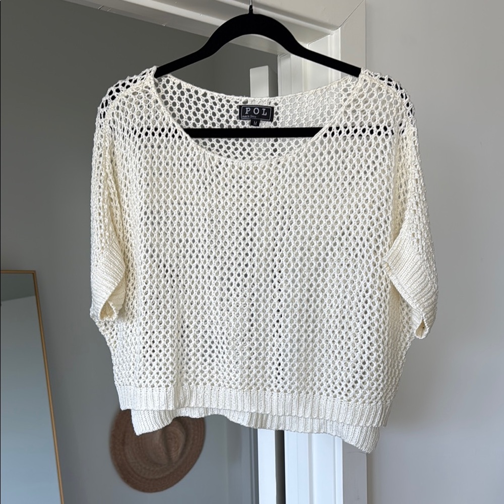 POL Cream Knit Sweater Crop